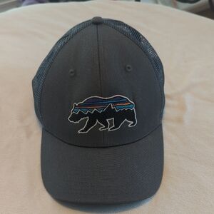 Patagonia Gray Trucker Hat with Bear Logo